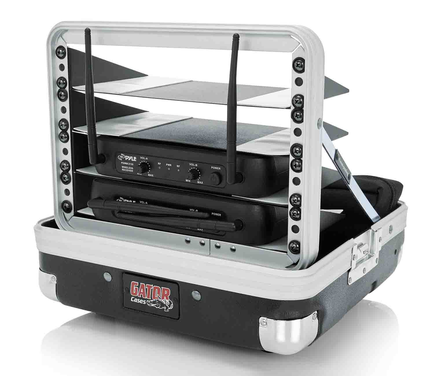 Gator Cases GM-4WR DJ Case for 4 Complete Wireless Microphone Systems - Half Rack - Hollywood DJ