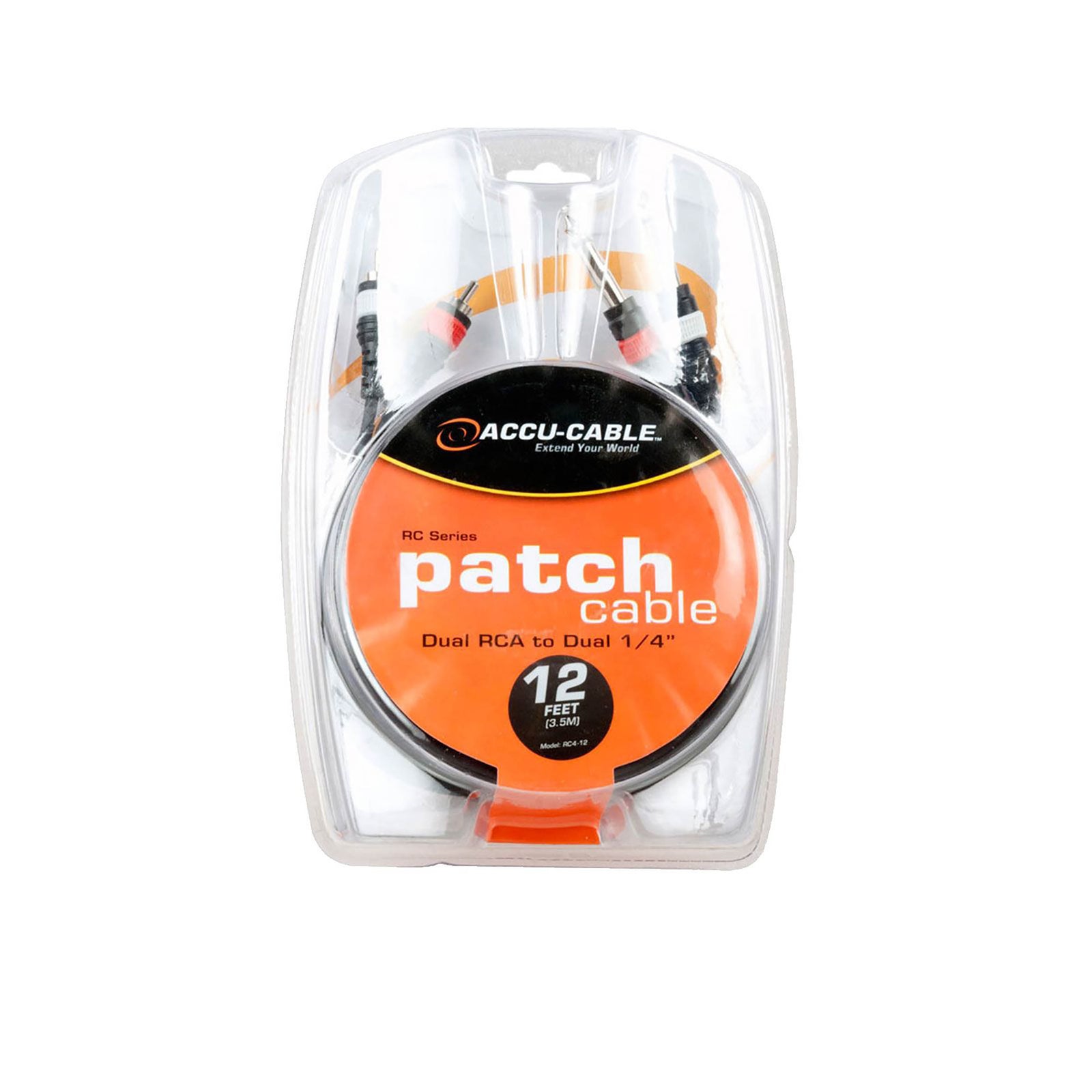 Accu-Cable RC4-12, Dual RCA to Dual 1/4" Cable 12 - Ft by Accu Cable