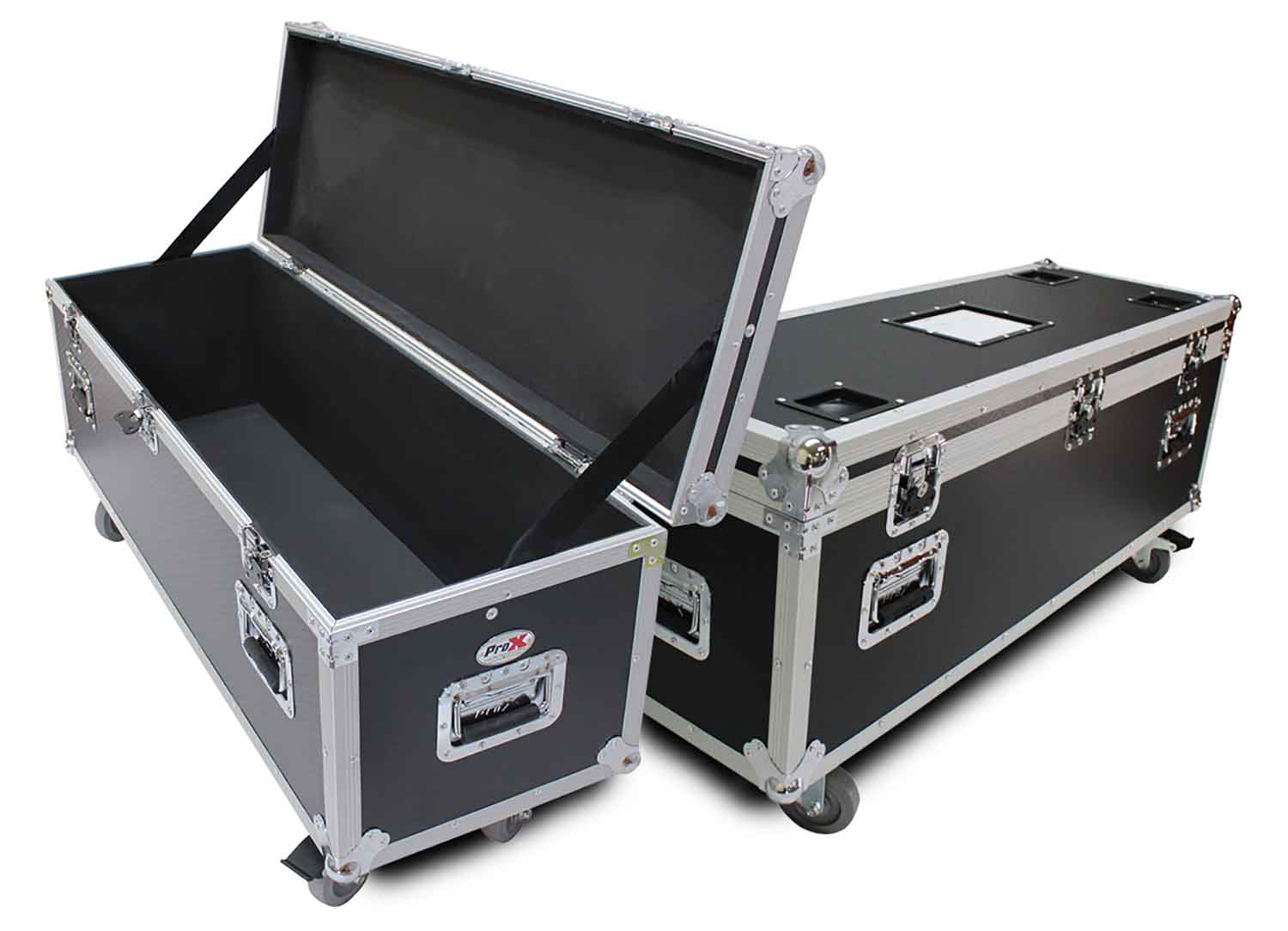 ProX XS-UTL10W Utility Storage Case with 4X 4 Wheels - Silver on Black - Hollywood DJ