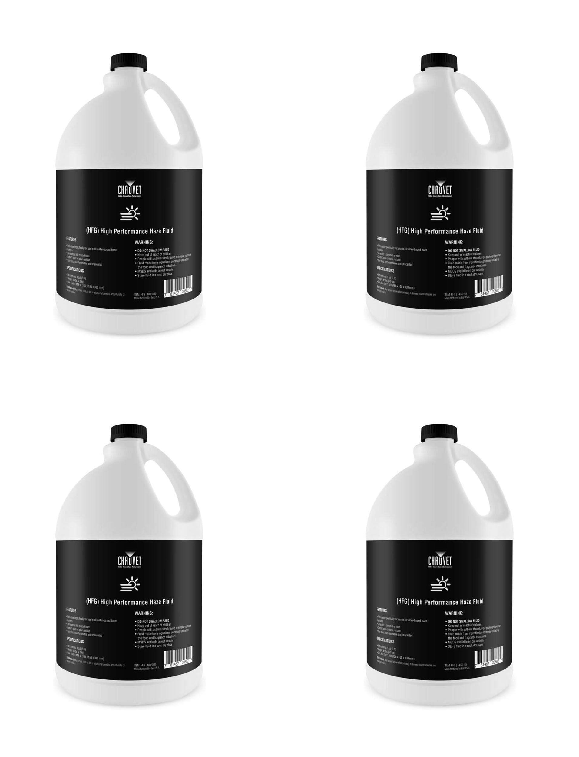 4 Gallon Bottles Chauvet DJ HFG Fluid for Hurricane Haze 2D Smoke Fog Machine - Hollywood DJ