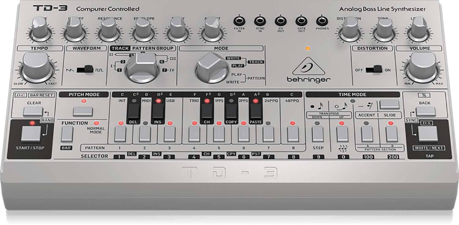 Behringer TD-3-SR Analog Bass Line Synthesizer With VCO, VCF And 16-Step Sequencer - Silver - Hollywood DJ