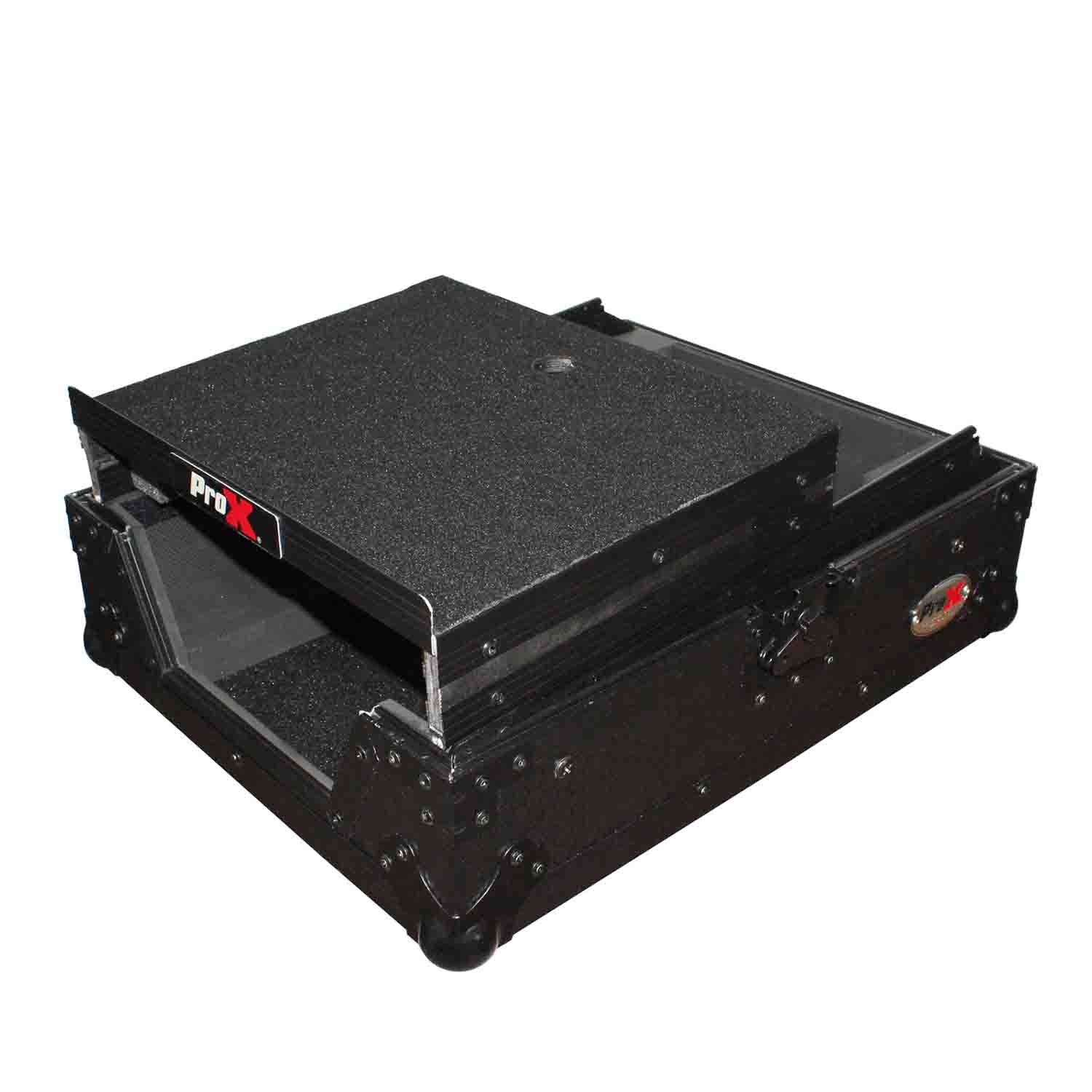 ProX XS-M12LTBL DJ Flight Case For Large Format 12" Universal DJ Mixer With Laptop Shelf - Hollywood DJ