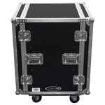 Odyssey FZS14W, 14U Shock Mount Rack Flight Case with Wheels - Hollywood DJ
