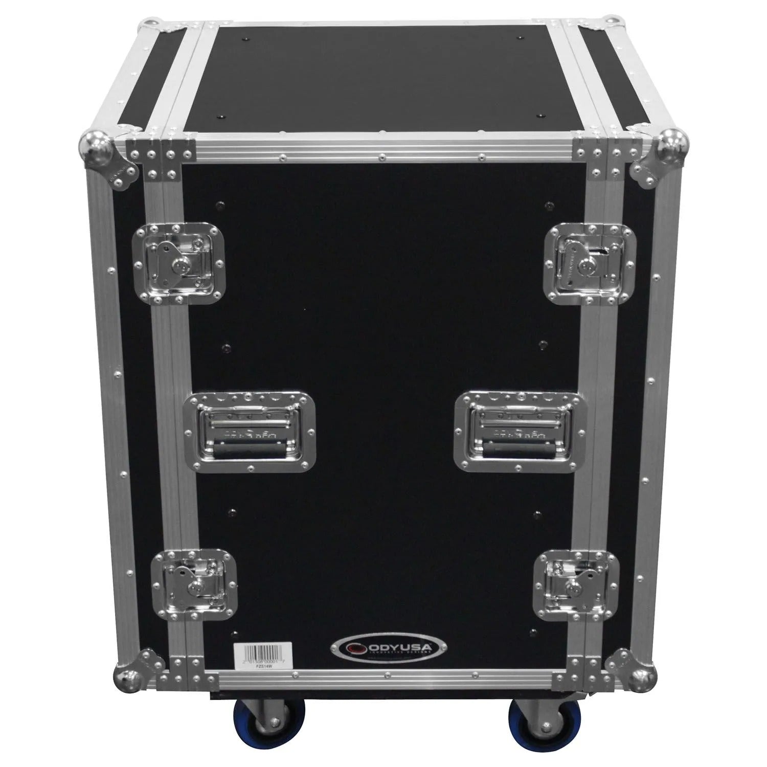 Odyssey FZS14W, 14U Shock Mount Rack Flight Case with Wheels - Hollywood DJ