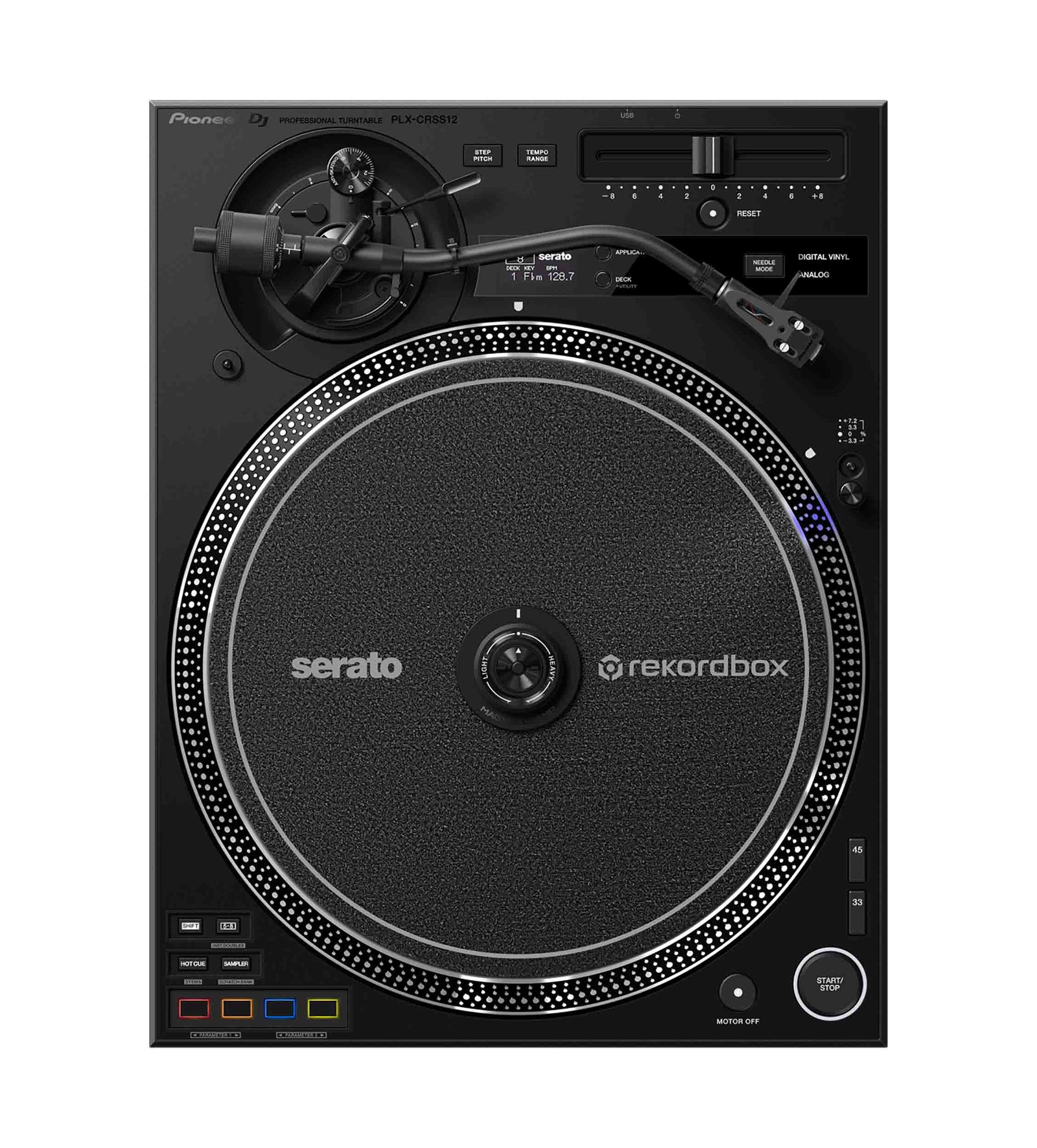 Pioneer DJ PLX-CRSS12 Hybrid Turntable Package with Decksaver Cover and Improved Cartridge - Hollywood DJ