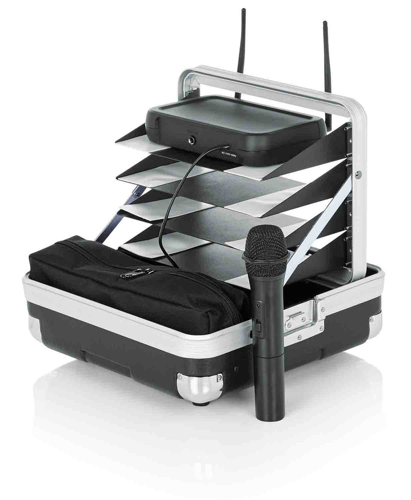 Gator Cases GM-4WR DJ Case for 4 Complete Wireless Microphone Systems - Half Rack - Hollywood DJ