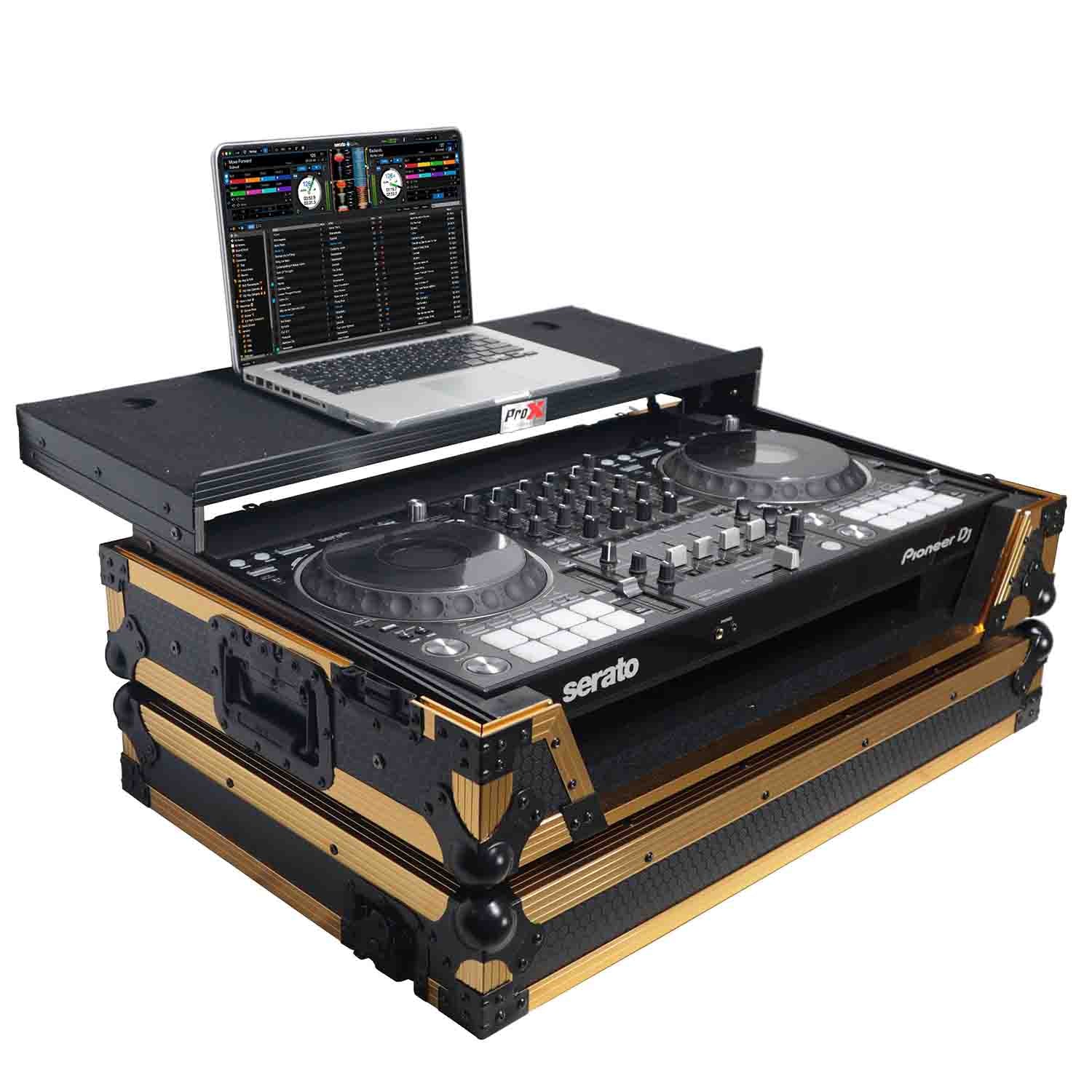 B-Stock: ProX XS-DDJ1000 WLT FGLD DJ Flight Case for Pioneer DDJ-1000 SRT SX3 with Laptop Shelf and Wheels - Hollywood DJ