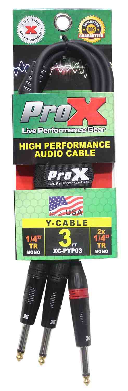 Prox XC-PYP03 1/4" TS-M to Dual 1/4" TS-M High Performance Audio Cable - 3 Feet - Hollywood DJ