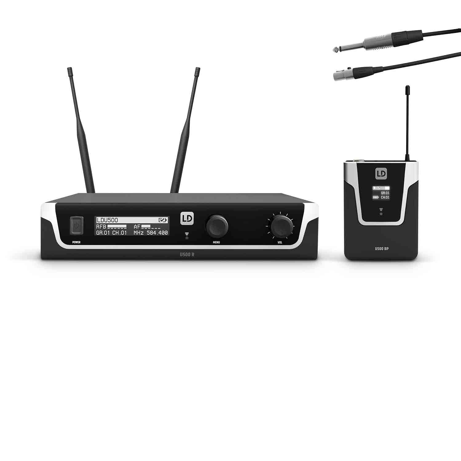 LD Systems U505 BPG Wireless Microphone System with Bodypack and Guitar Cable ( 584 – 608 MHz) - Hollywood DJ