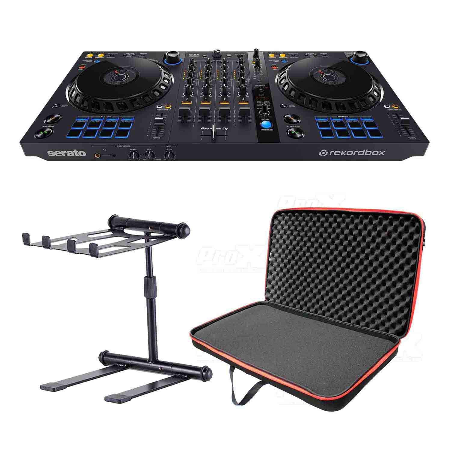 DJ Travel Package with Pioneer DJ DDJ-FLX6 Controller, Headliner HL20000 Laptop Stand and ProX XB-DJCL DJ Bag - Hollywood DJ