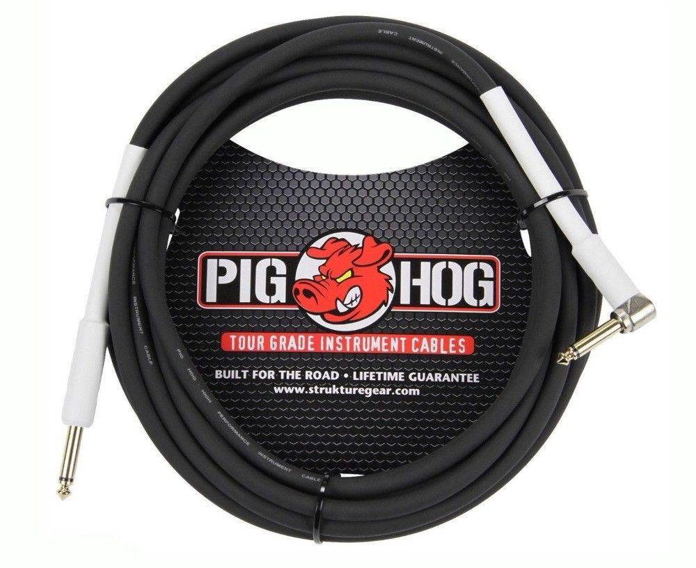 Pig Hog PH186R 1/4 - 1/4 Right Angle 8mm Instrument Cable, 18.5 feet - Hollywood DJ