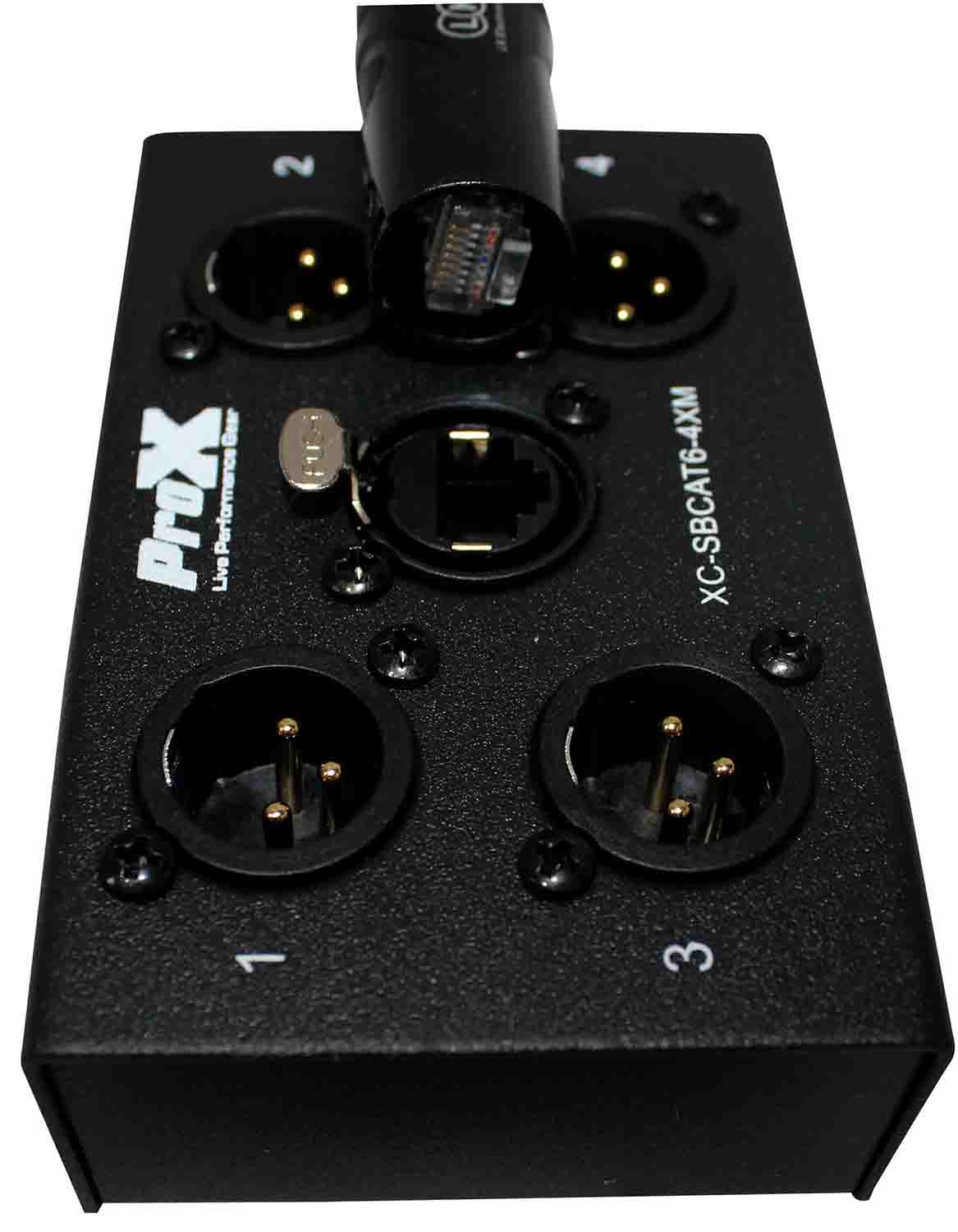 Prox XC-SBCAT6-4XM 4 Channel XLR-M CAT6 Audio and DMX Portable Snake Box - Hollywood DJ