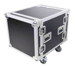 ProX T-10RSS, 10U Space Rack Mount Flight Case 19 Inch Depth with Casters - Hollywood DJ