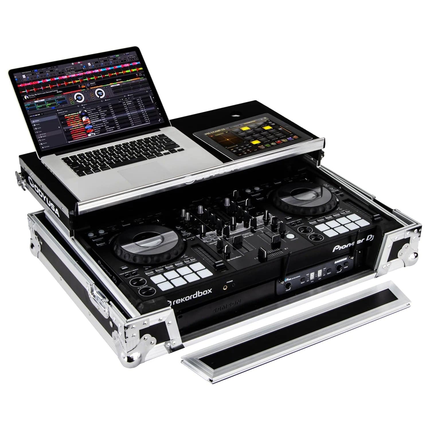 Odyssey FZGSPIDDJ8001, Pioneer DDJ-800 Flight Case With Bottom 1U Rack Space And Glide Platform - Hollywood DJ