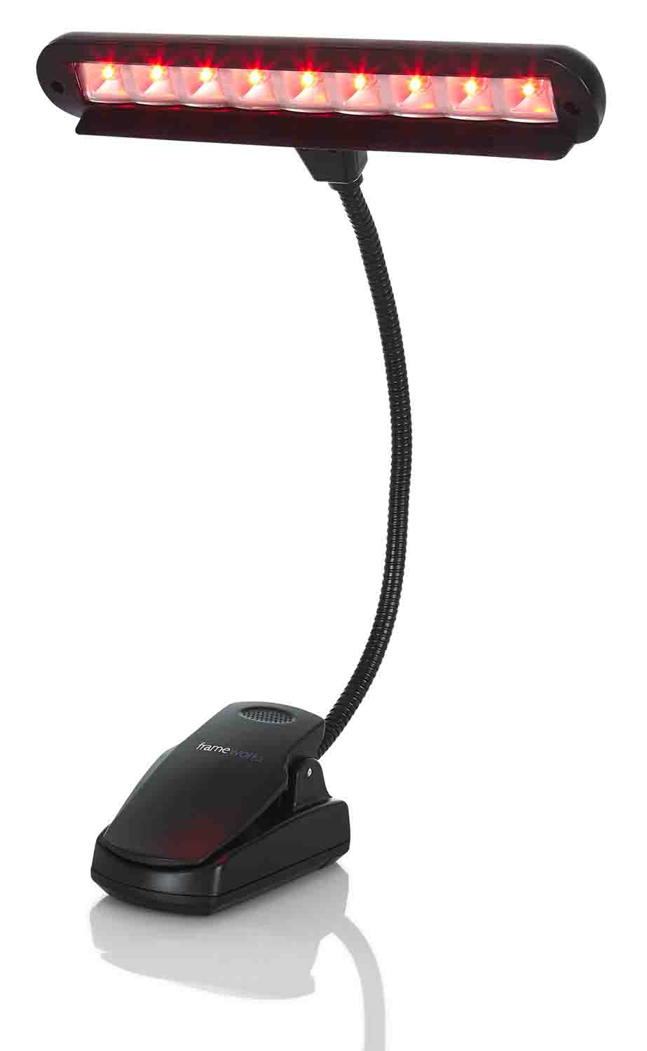 Gator Frameworks GFWMUSLEDR Clip-on Red LED Music Lamp with Adjustable Neck - Hollywood DJ