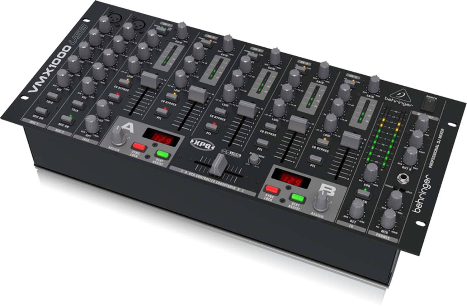 Behringer VMX1000USB Professional 7-Channel Rack-Mount DJ Mixer With USB Audio Interface - Hollywood DJ