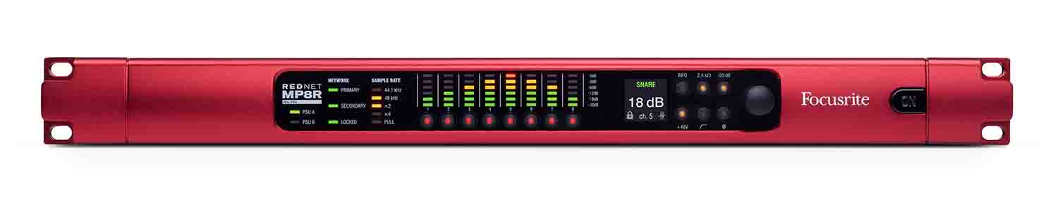 Focusrite Pro RedNet MP8R 8-Channel Remote-Controlled Mic Pre-with Dual PSUs - Hollywood DJ