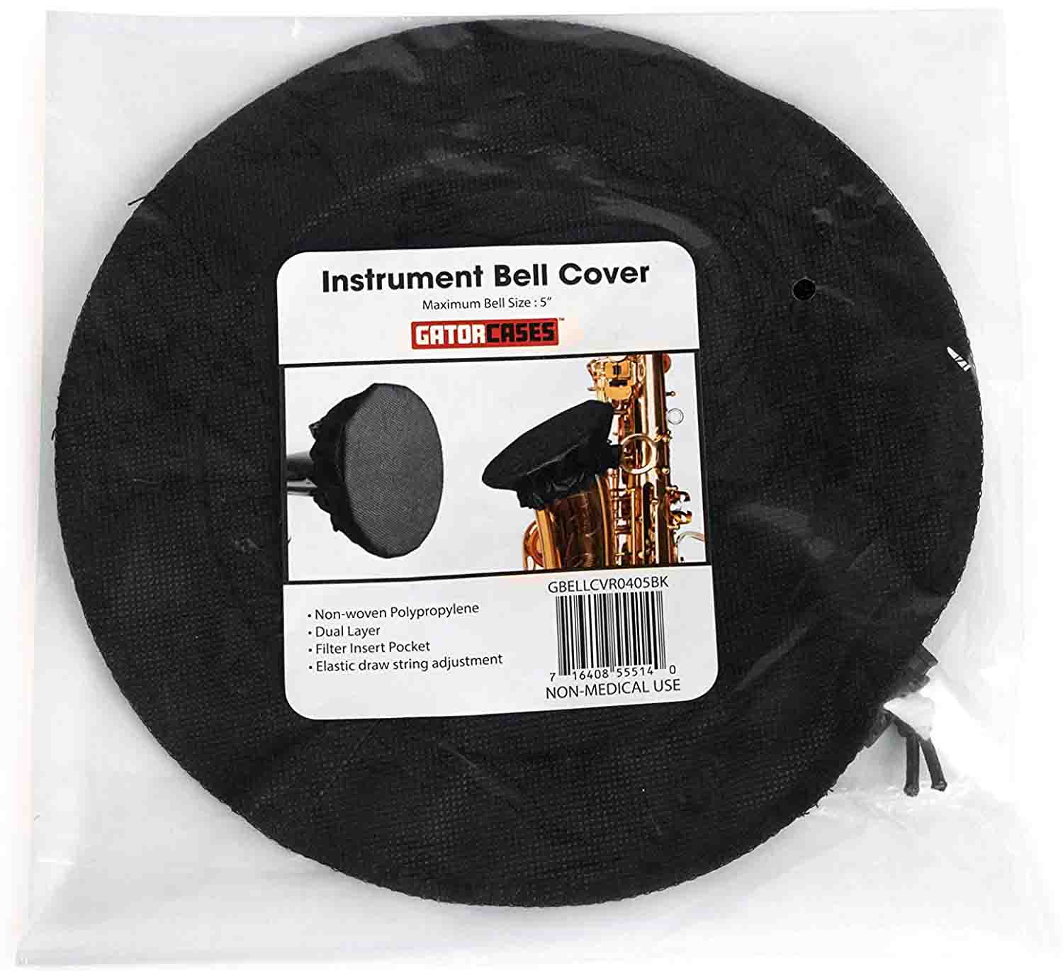 Gator Cases GBELLCVR2426BK 24-26 Inches Bell Cover with MERV 13 Filter - Black - Hollywood DJ
