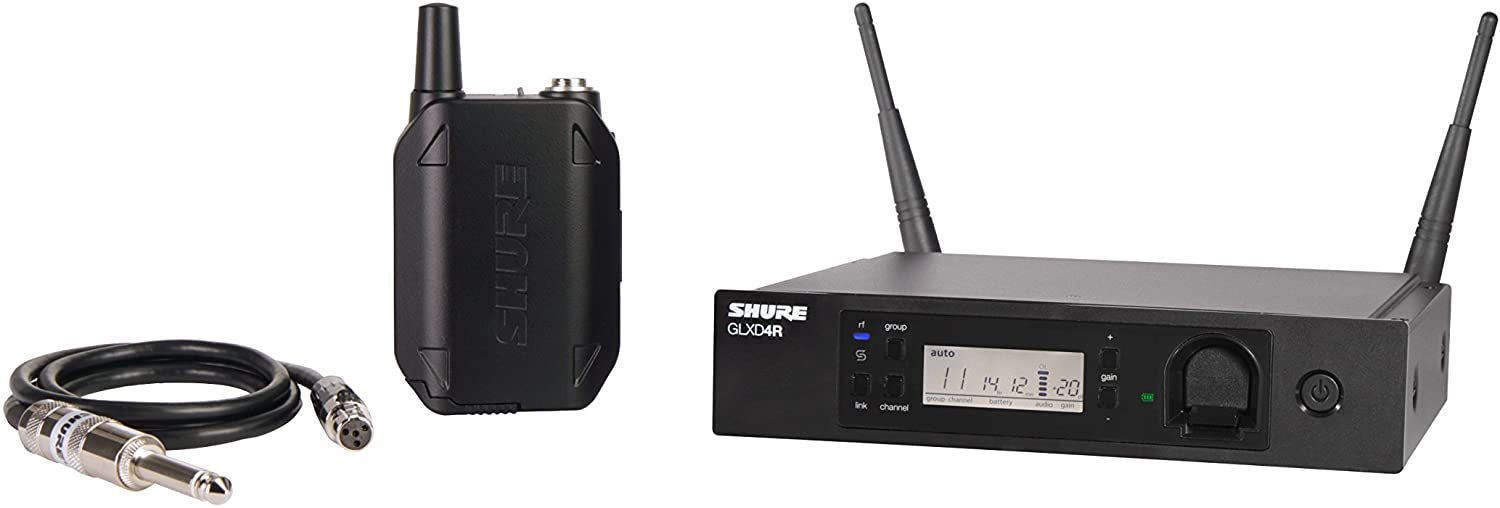 B-Stock: Shure GLXD14R-Z2 Rechargeable Wireless System with WA302 2.5' TA4F to 1/4" Guitar Cable, Half Rack - Hollywood DJ