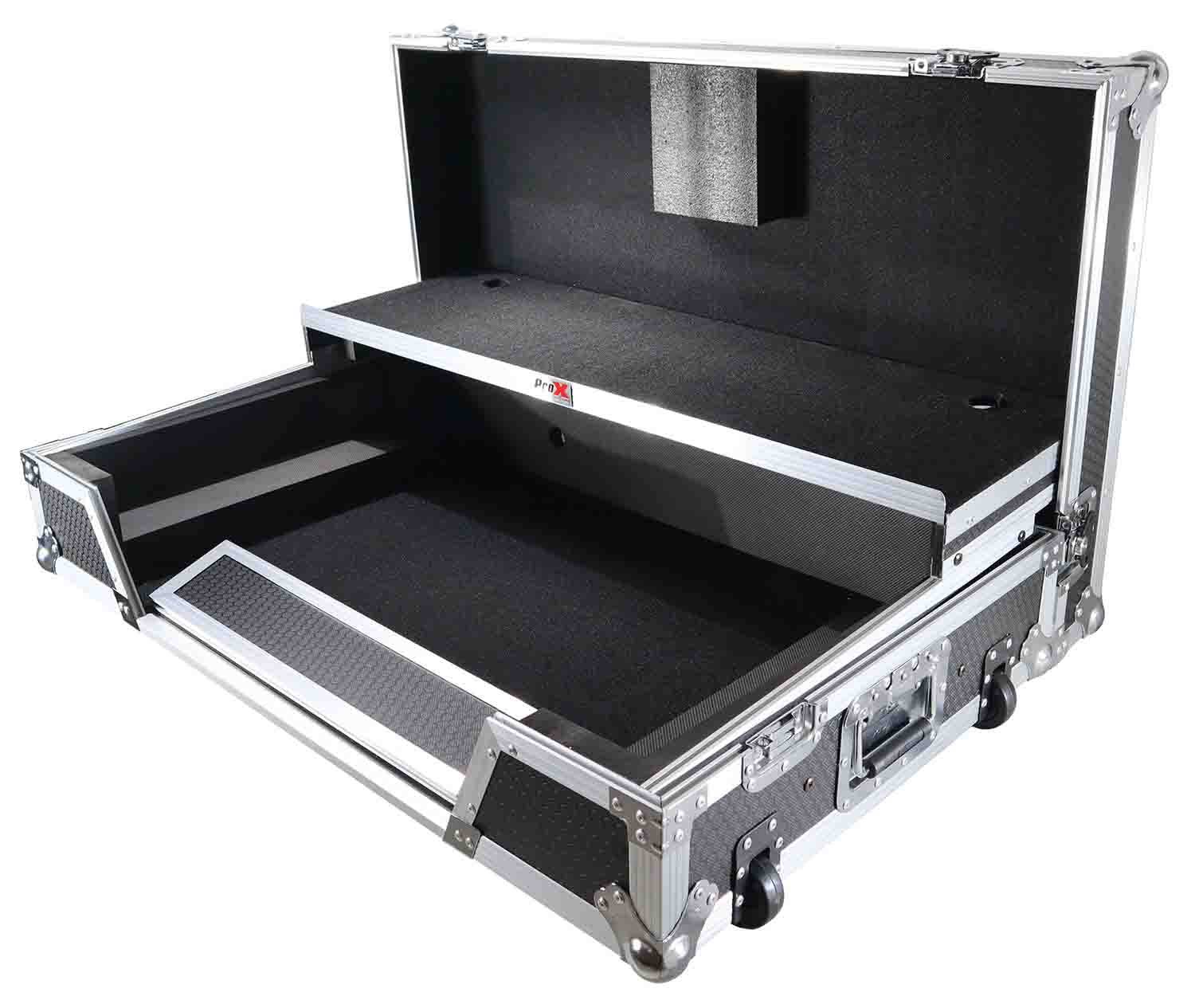 ProX XS-DDJFLX6 WLT Flight Case for Pioneer DDJ-FLX6 with 1U Rackspace, Glide Sliding Laptop Shelf and Wheels - Hollywood DJ