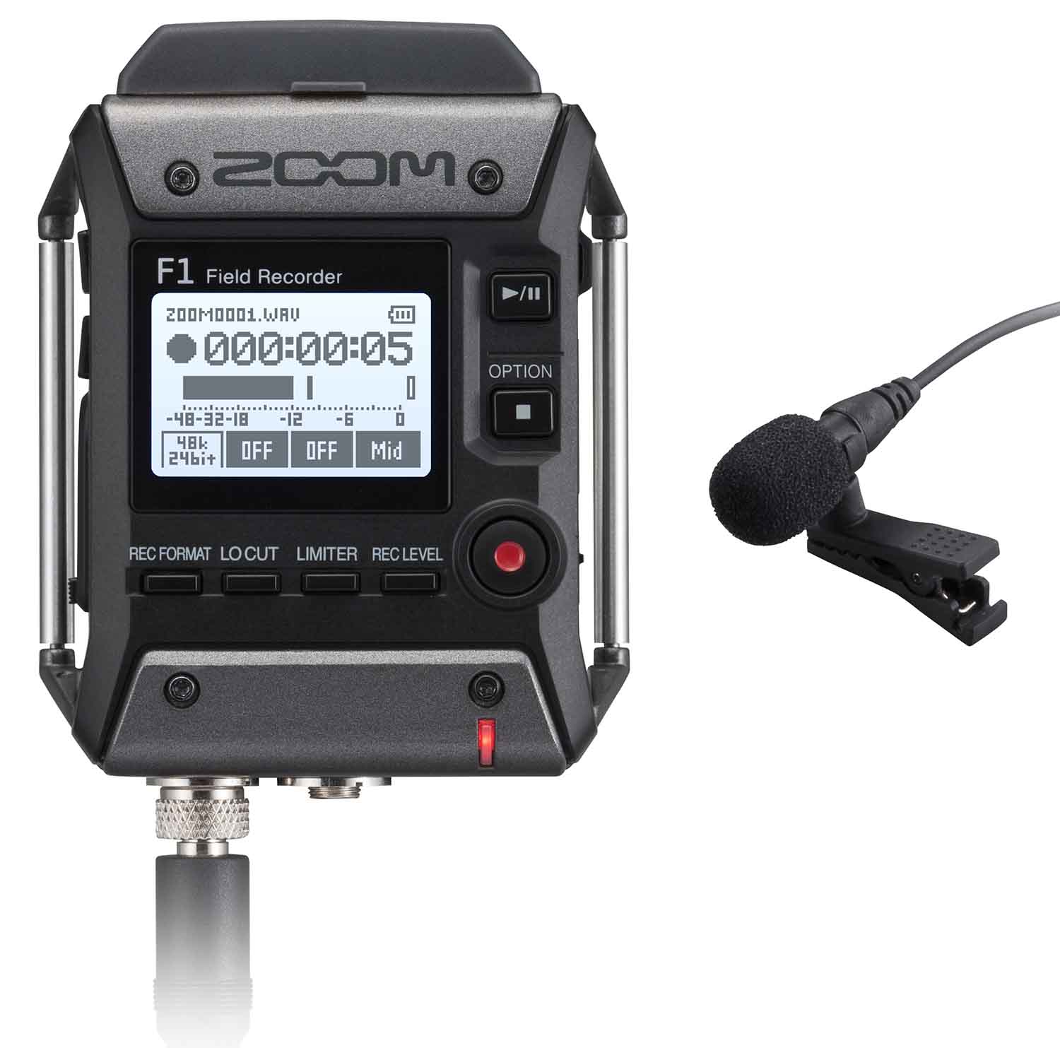 ZOOM F1-LP F1 Field Recorder And Lavalier Mic Two Channel Audio Recorder - Hollywood DJ