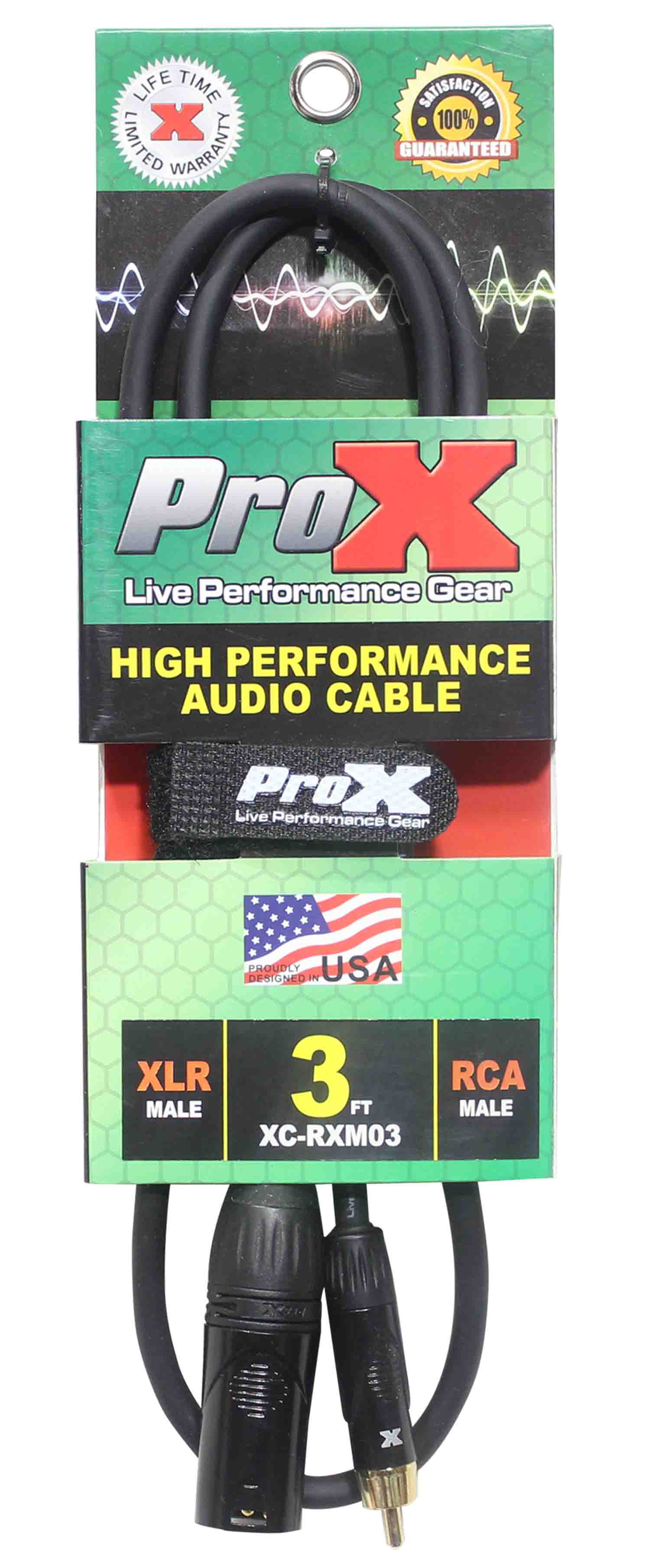 Prox XC-RXM03 Unbalanced RCA to XLR3-M High Performance Audio Cable - 3 Feet - Hollywood DJ