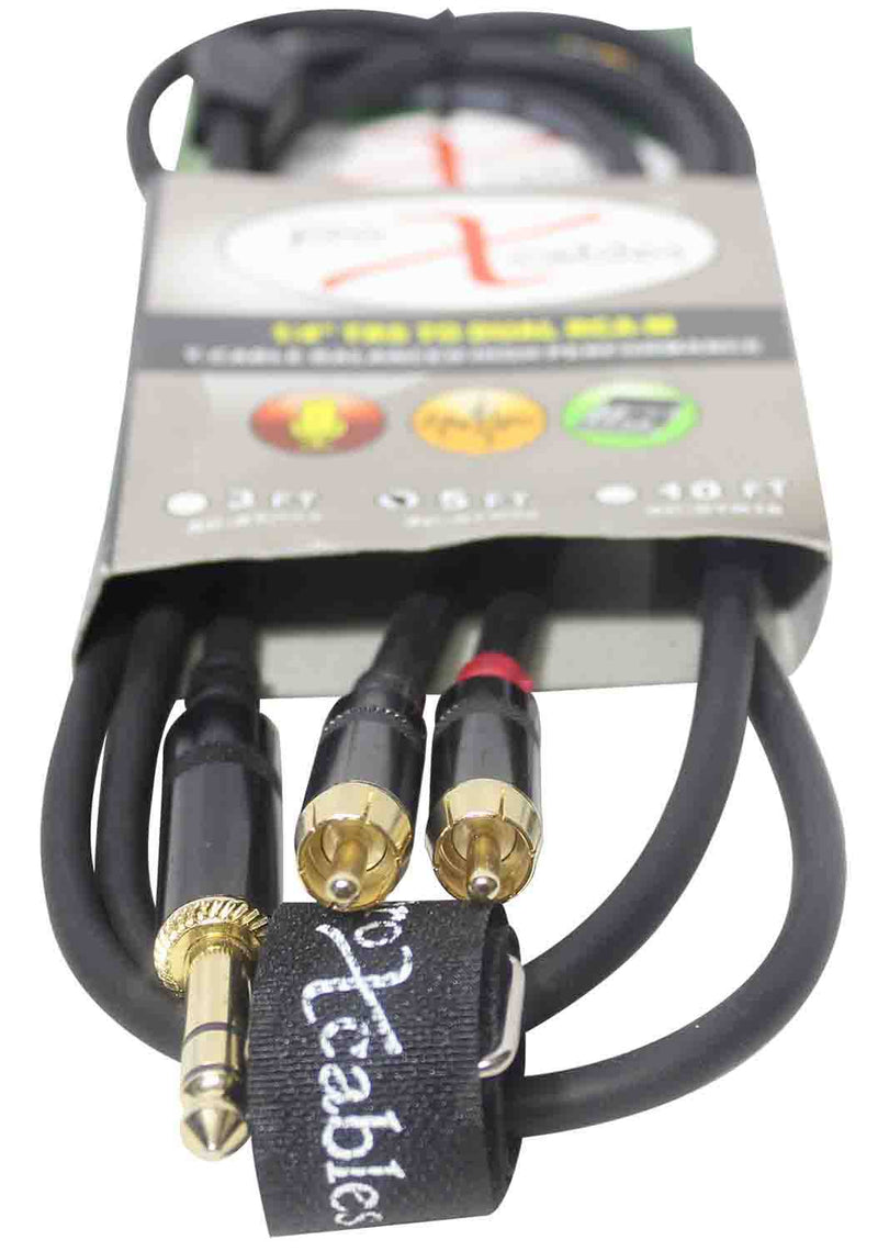 Prox XC-SYR05 Unbalanced 1/4" TRS-M to Dual RCA-M High Performance Audio Cable - 5 Feet - Hollywood DJ