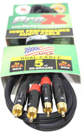 Prox XC-DRCA5 Unbalanced Dual RCA-M to Dual RCA-M High Performance Audio Cable - 5 Feet - Hollywood DJ