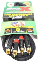 Prox XC-DRCA5 Unbalanced Dual RCA-M to Dual RCA-M High Performance Audio Cable - 5 Feet - Hollywood DJ