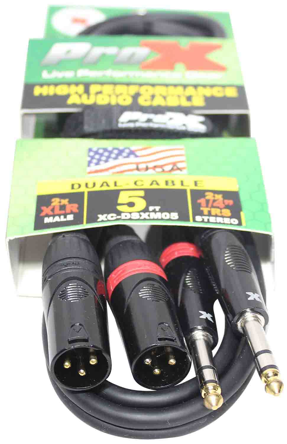Prox XC-DSXM05 Balanced Dual 1/4" TRS-M to Dual XLR3-M High Performance Audio Cable - 5 Feet - Hollywood DJ