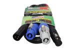 ProX XC-PWC14-XLR03 Grey XLR-F Connector to Blue XLR-M Link Cable for Powercon Compatible Devices - 3 Feet by ProX Cases