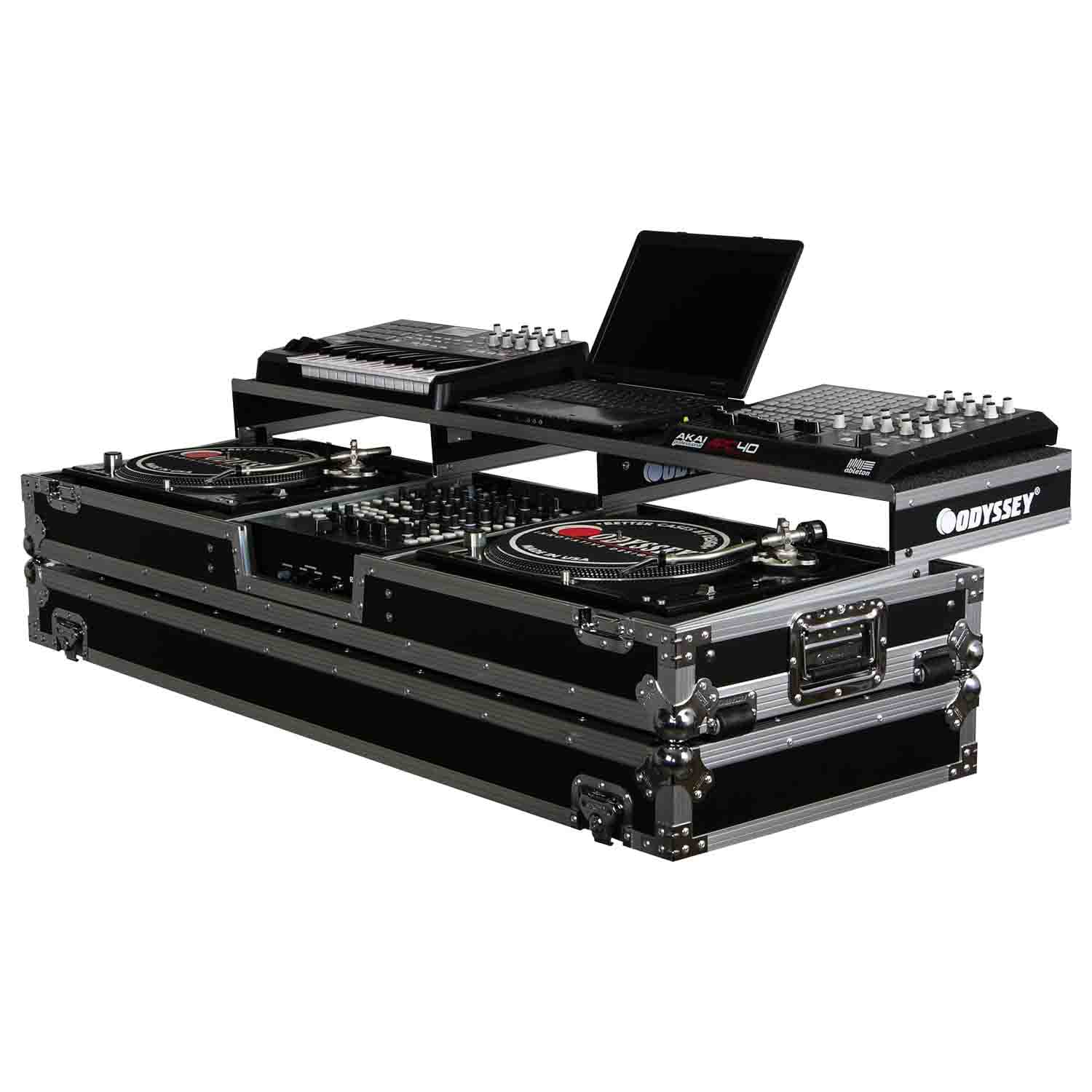 Odyssey FZGSPDJ12W Flight Coffin Case for 12″ Format DJ Mixer and Two Standard Position Turntables - Hollywood DJ