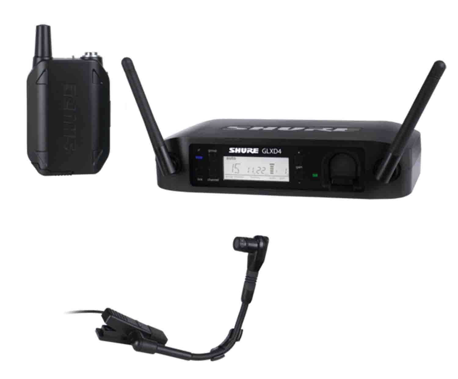 Shure GLXD14R/B98-Z2 Digital Wireless Instrument System with Beta 98H/C Clip on Gooseneck Microphone - Hollywood DJ