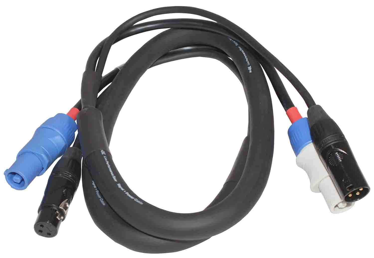 ProX XC-PWC14-DMX03 14 AWG Blue-M to Gray-M and DMX-3 XLR Male to Female Cables for Powercon Compatible Devices - 3 Feet - Hollywood DJ