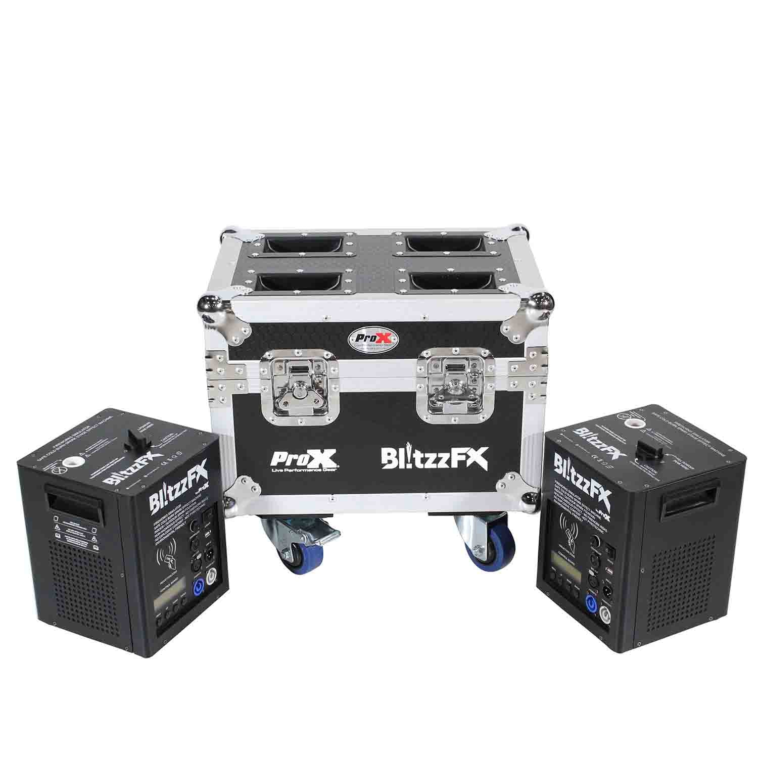 ProX X-BLITZZFX X2 Blitzz FX Set of Two Smaller Model Cold Spark Machines with Flight Case - Hollywood DJ