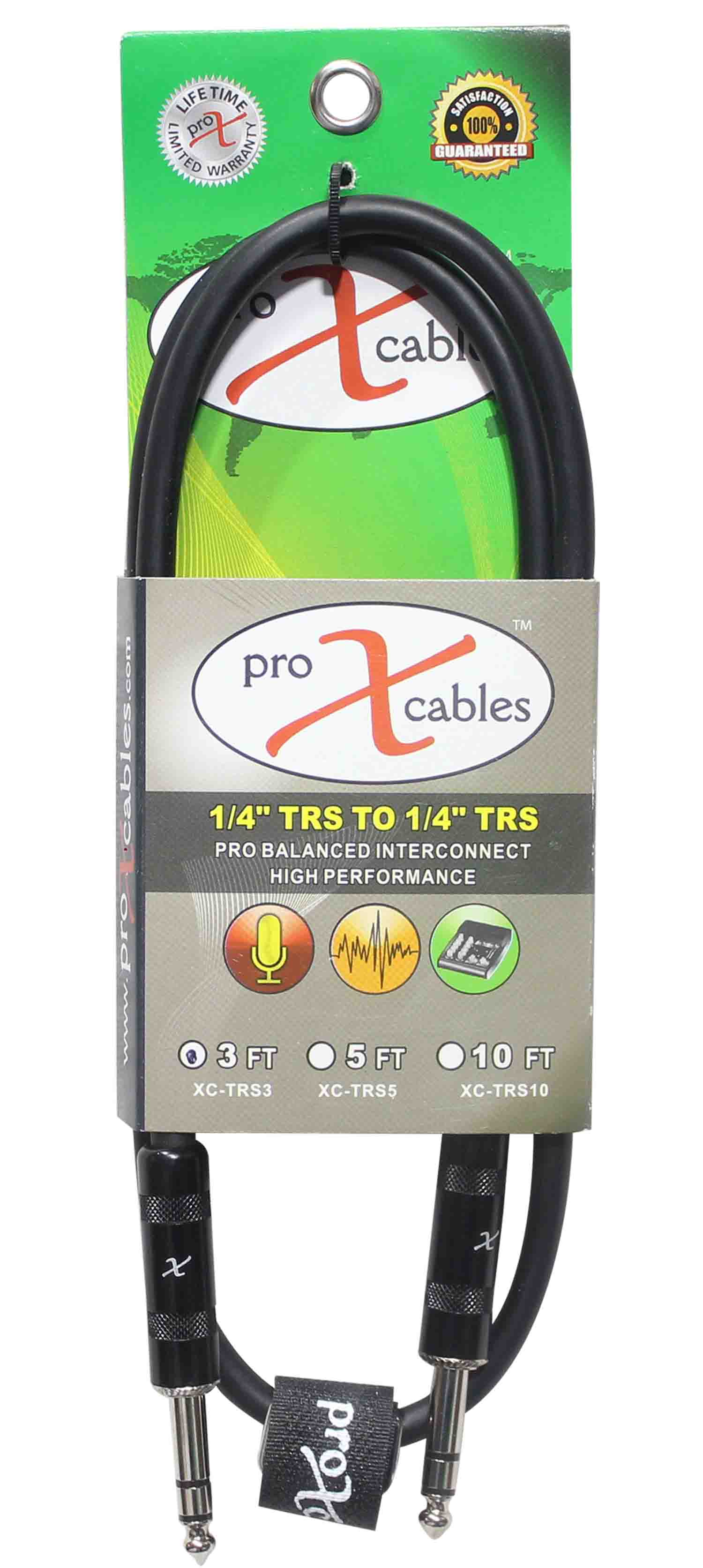 Prox XC-TRS03 Balanced 1/4" TRS-M to TRS-M High Performance Audio Cable - 3 Feet - Hollywood DJ