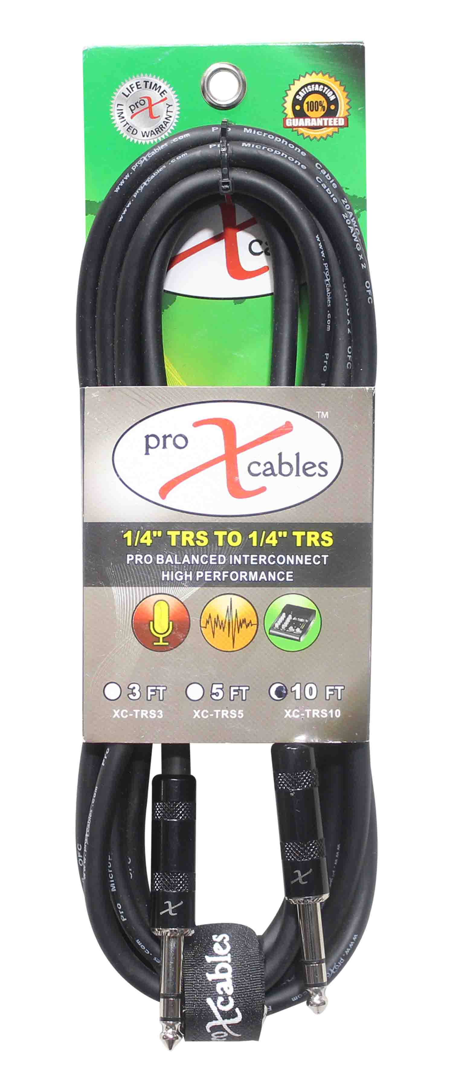 Prox XC-TRS10 Balanced 1/4" TRS-M to TRS-M High Performance Audio Cable - 10 Feet - Hollywood DJ