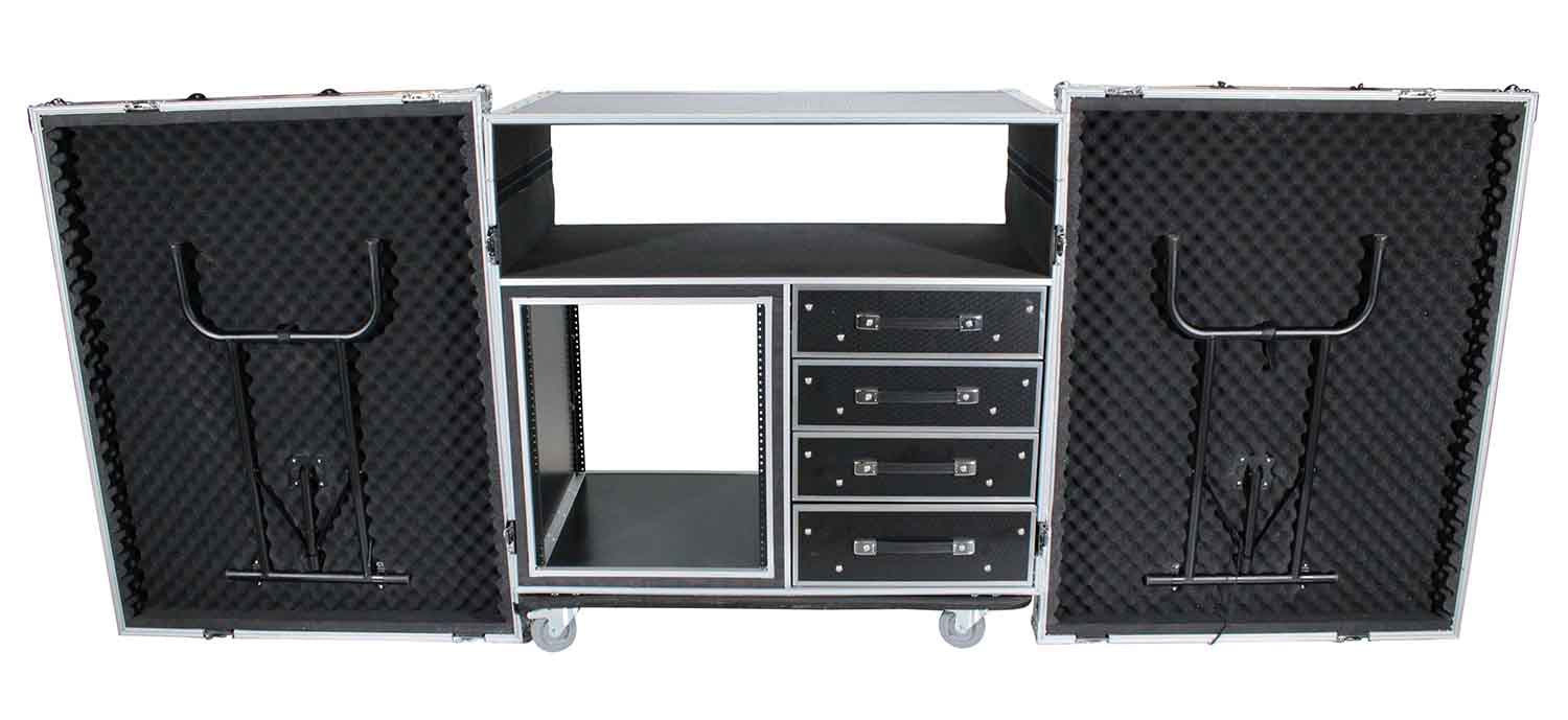 ProX XS-12U4DTWCO Dual-Table Case and Mixing Console Workstation with Casters - Hollywood DJ