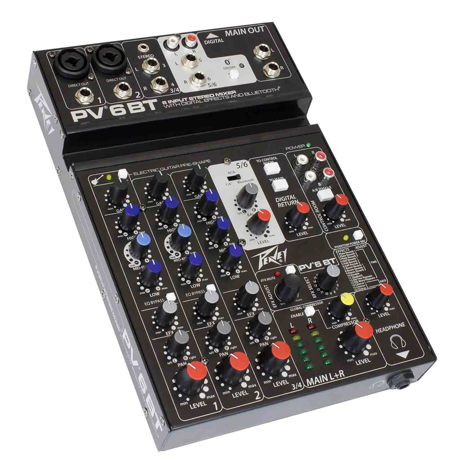 B-Stock: Peavey PV 6 BT Compact Mixer 6 Channel with Bluetooth - Hollywood DJ