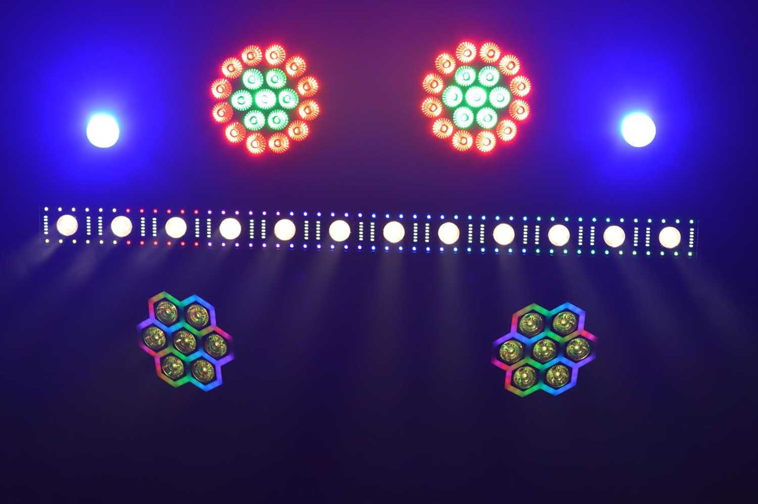 JMAZ JZ2012 Versa Flex Par TRON7, 7 x 10-Watt (RGBW) LEDs and 60 x 0.2 Watt RGB LEDs - Pair - Hollywood DJ