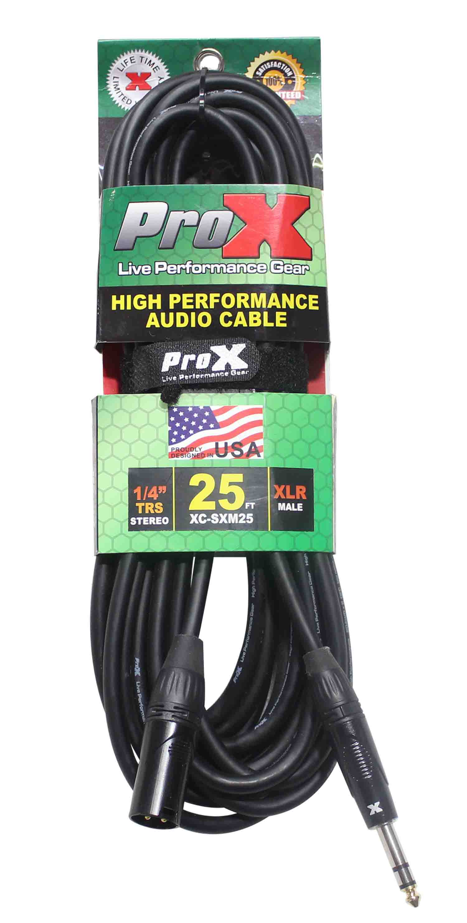 Prox XC-SXM25 Balanced 1/4" TRS to XLR-M High Performance Audio Cable - 25 Feet - Hollywood DJ