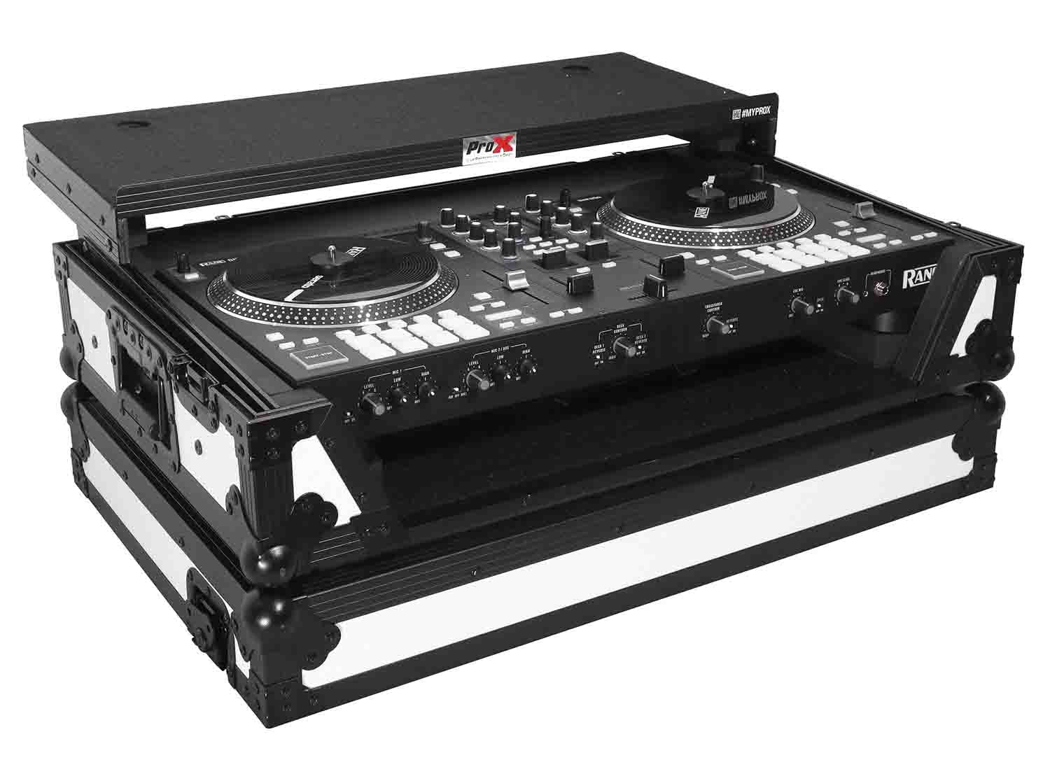 ProX XS-RANEONE WLTWH Flight Case for RANE ONE DJ Controller W-Sliding Laptop Shelf & Wheels - White on Black - Hollywood DJ