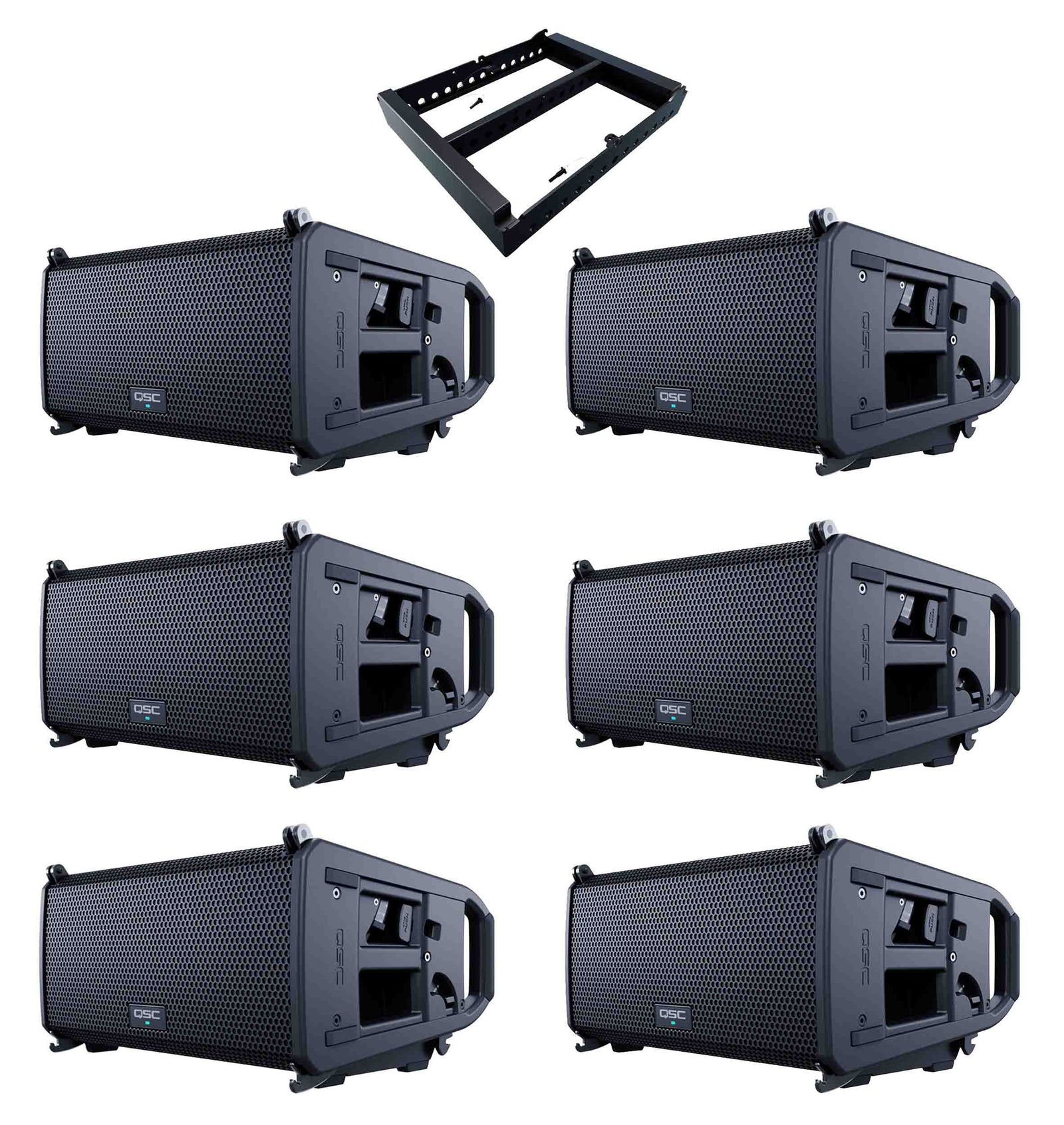 QSC LA108, 8" Powered Line Array Loudspeaker Package with Array Frame QSC