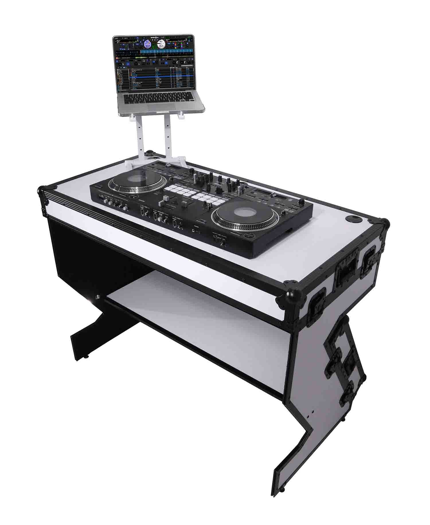 ProX XS-ZTABLE WH MK2 Workstation and Flight Case Table Portable with Handles and Wheels - Black and White - Hollywood DJ