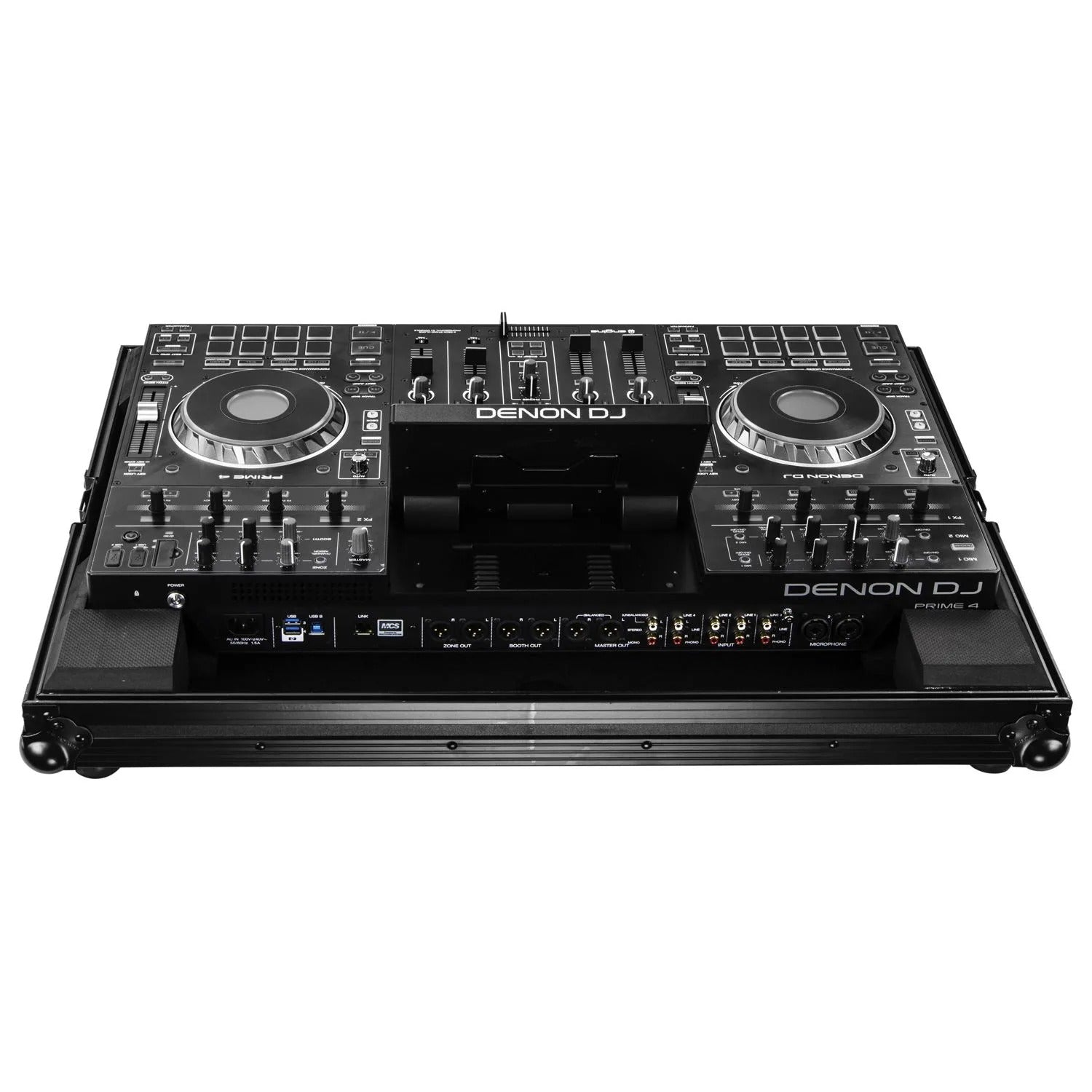 Open Box: Odyssey FZDNPRIME4BL, Denon Prime 4 Black Low Profile Flight Case - Hollywood DJ