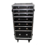 ProX XS-7DTW, 7 Drawer Workstation Case with Folding Lid Side Table on Wheels - Hollywood DJ