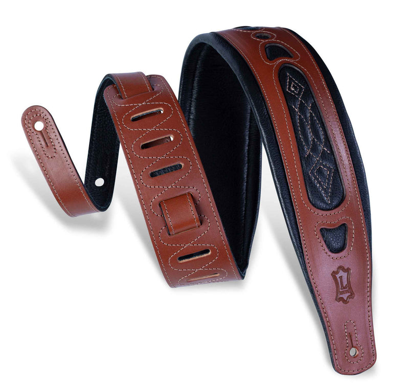 Levy's Leathers PM31-WAL 3″ Wide Walnut Veg-Tan Leather Guitar Strap - Walnut - Hollywood DJ