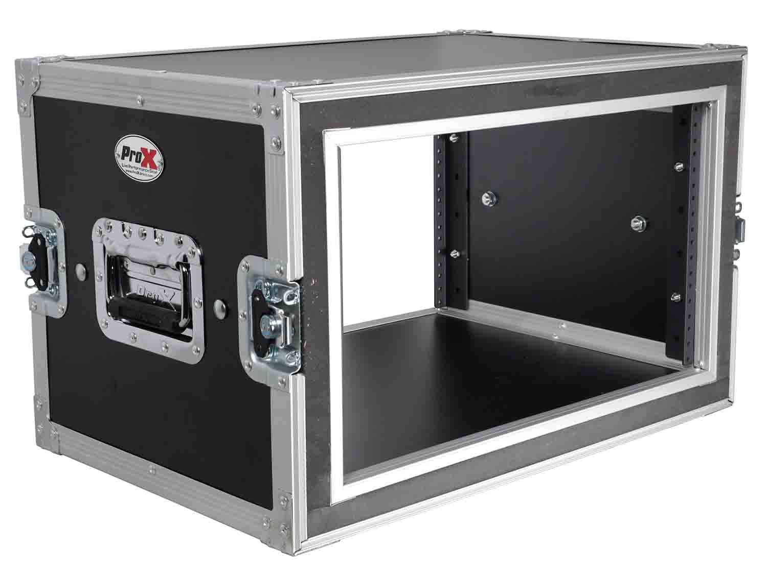 ProX T-6RSP14, 6U Vertical Shockproof Effects Rack 14" Depth Rail to Rail with Handles - Hollywood DJ