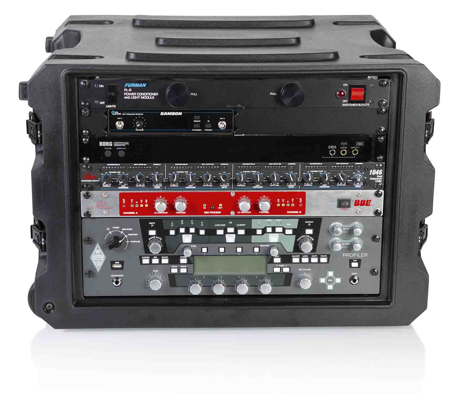 Gator Cases G-PROR-8U-19, 8U Deep Molded Audio Rack Case with Wheels - 19 Inch - Hollywood DJ