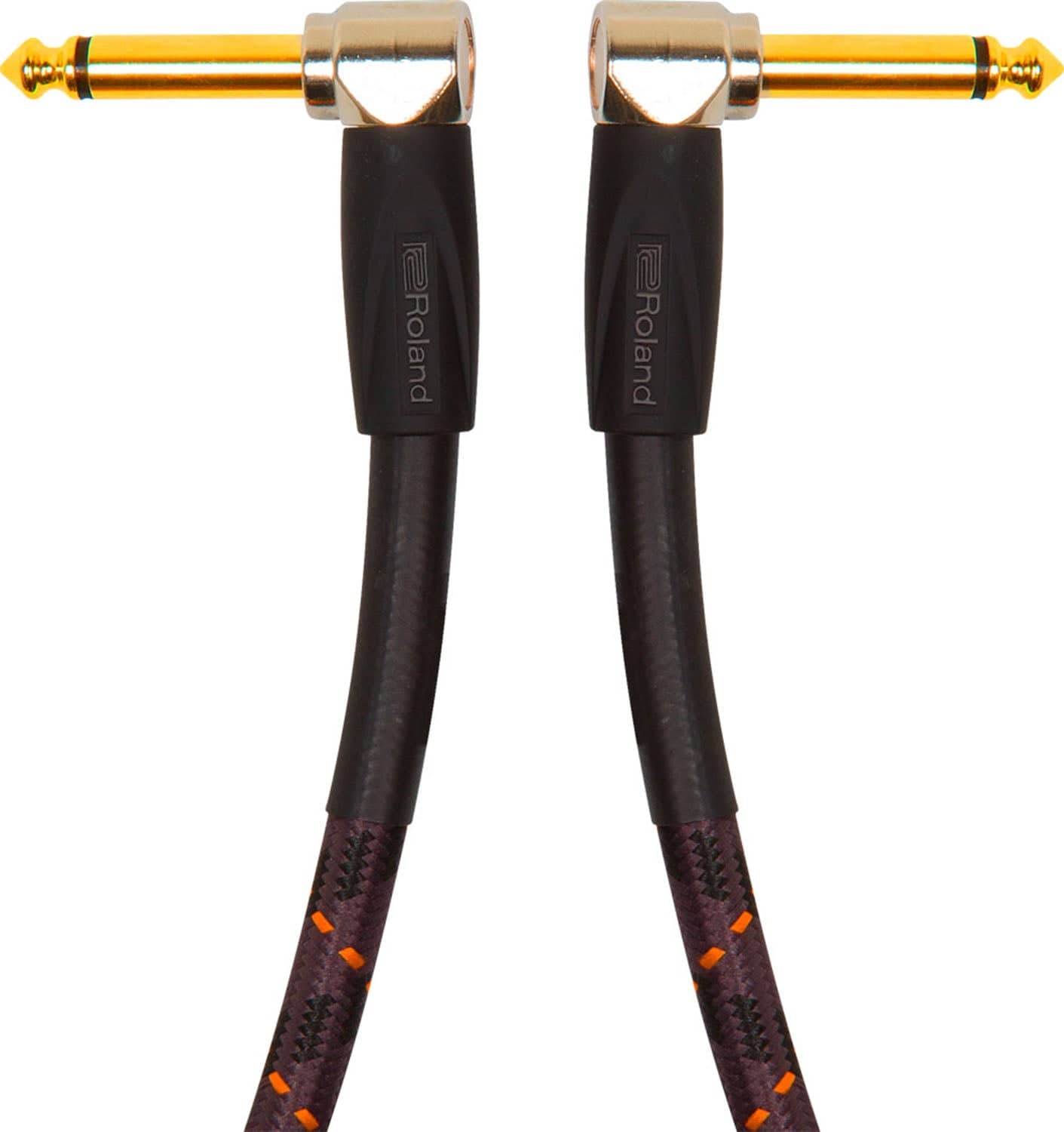 Roland RIC-G3AA 3 Feet Long Gold Series Instrument Cable, Right-Angle 1/4-Inch Connectors - Hollywood DJ